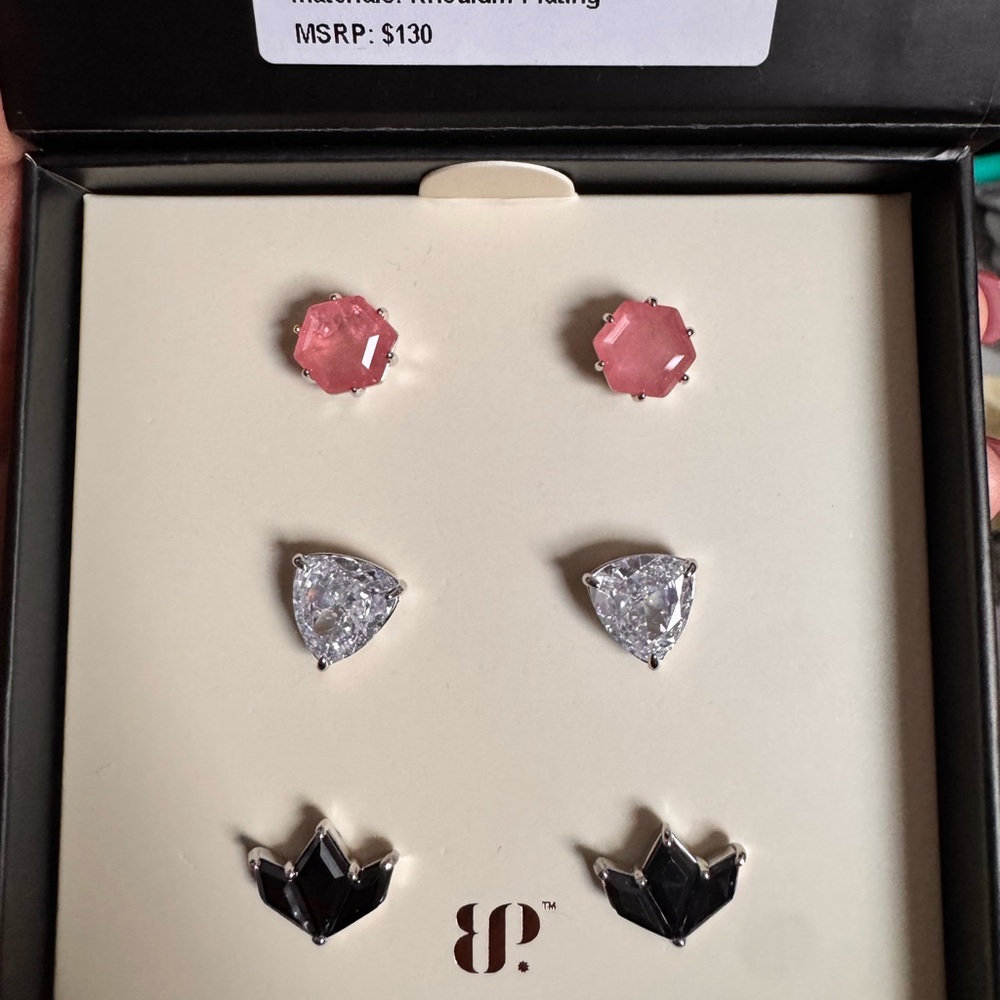Elegant Silver and Pink Quartz Earrings Set